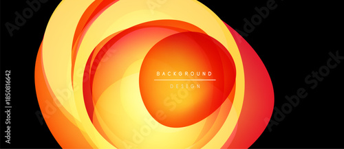 Abstract design features concentric circles. Warm colors dominate, creating dynamic visual effect. Text reads background design.