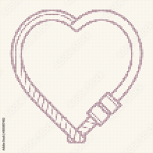Heart Shape Stitching Pattern, Romantic Embroidery Design, Love Craft