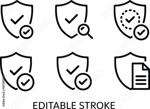 Insurance protection and risk management line icon set with home health car finance safety symbols editable stroke vector illustration