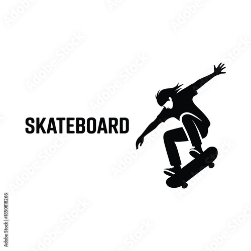 Silhouette of a skateboarder performing a dynamic trick in mid air