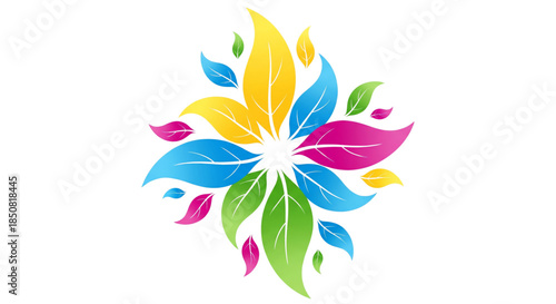 Vibrant Colorful Leaves Abstract Flower Logo Design Element for Creative Branding and Growth
