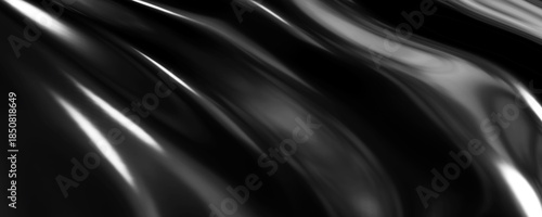 Abstract black fabric satin background, elegant shiny banner.
