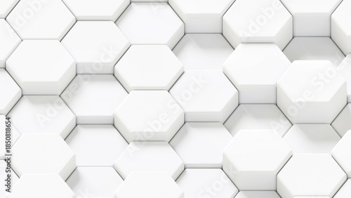 White hexagons geometric background, minimal honeycomb pattern wallpaper.