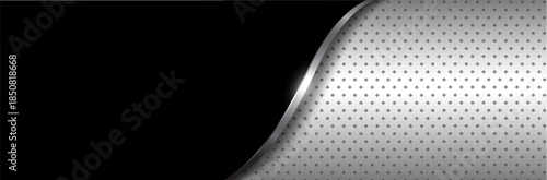 Silver black metallic banner with dots pattern.