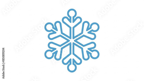 A large blue snowflake on a white background, winter symbol, frosty weather icon, snowflake design element, cold climate graphic