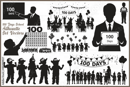Celebrating 100 Days in School with Silhouette Illustrations