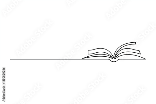 Book continuous one line art minimalism design