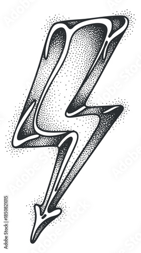 A stylized lightning bolt illustration in a modern black and white vector style, ideal for creative projects and branding