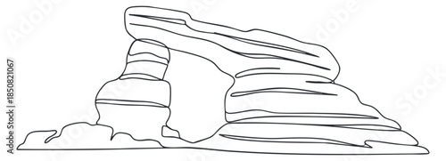An outline illustration of a rock formation in minimalist vector style, suitable for nature-related designs and outdoor themes