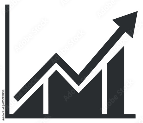 An upward trending graph with a dark monochrome vector style, suitable for business presentations and financial reports