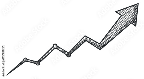 A growth chart with an upward trend line in a geometric wireframe vector style, suitable for business presentations and financial reports