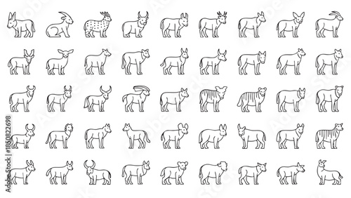Collection of Minimal Artistic Animal Line Drawings for Creative Use