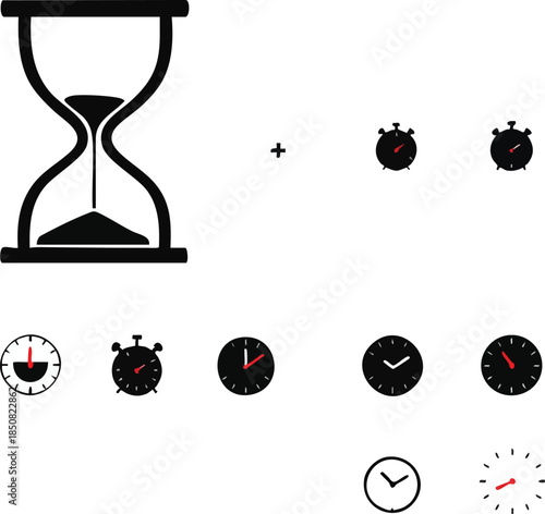 Timepiece puzzle with hourglass and stopwatch icons challenging visual logic and abstract reasoning skills