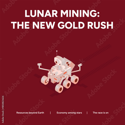 Lunar mining robot on Mars like surface for space economy growth