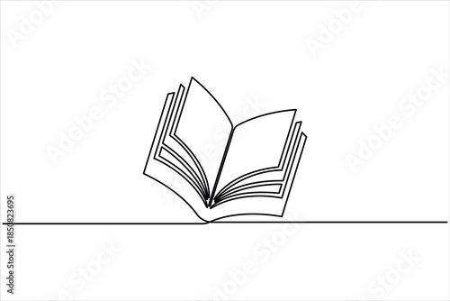 Continuous one line art drawing of book design