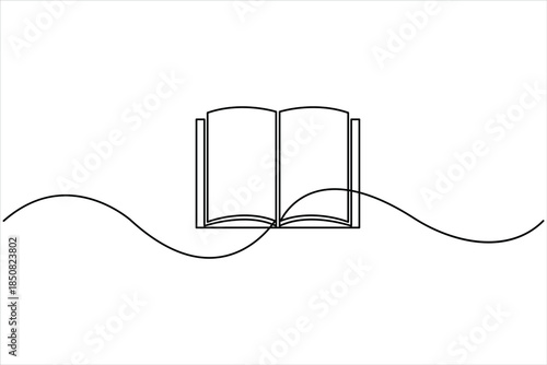 Continuous one line art drawing of book design