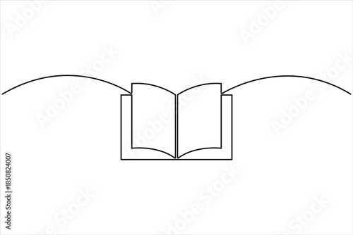 Continuous one line art drawing of book design
