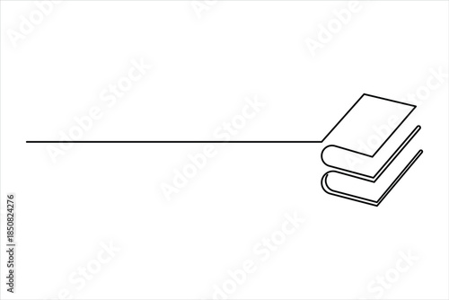 Continuous one line art drawing of book design