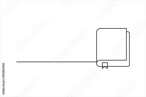 Continuous one line art drawing of book design
