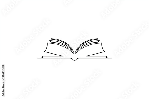 Continuous one line art drawing of book design
