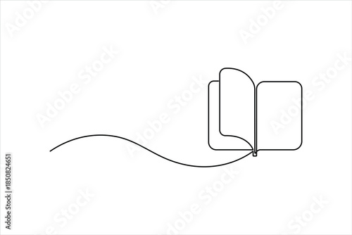 Continuous one line art drawing of book design