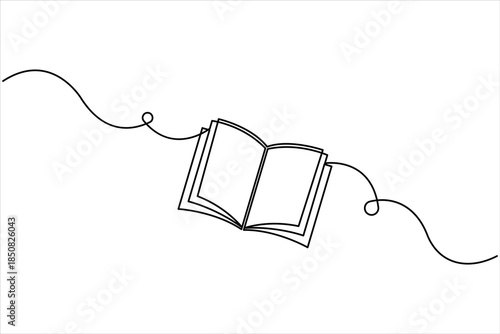 Continuous one line art drawing of book design