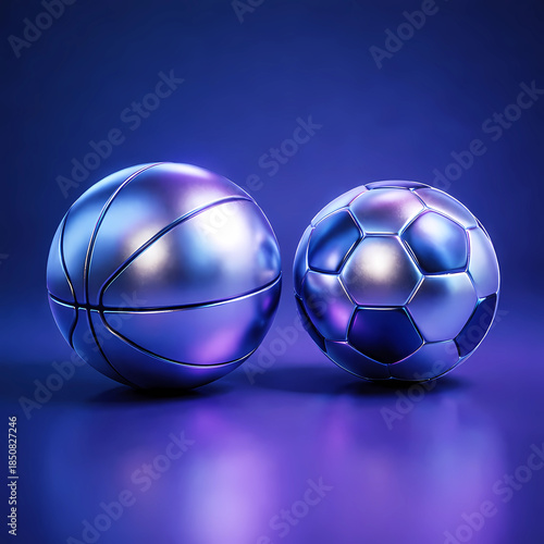Sleek Chrome Sports Basketball and Soccer Ball Duo