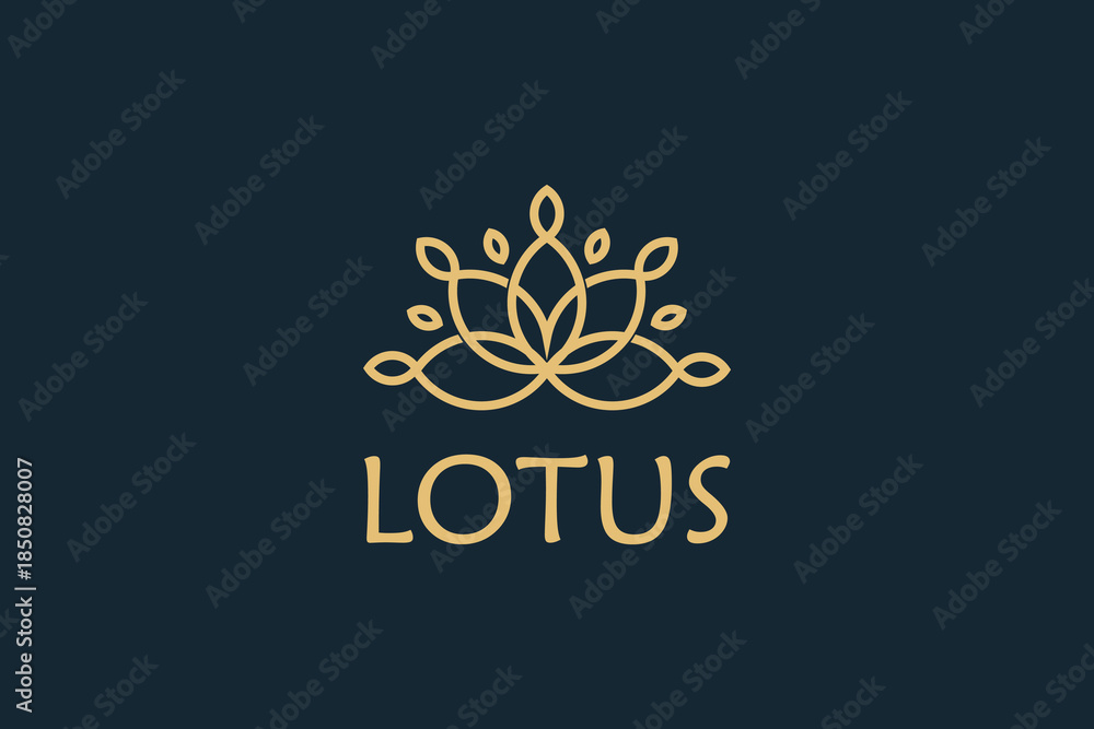 Obraz premium Monoline Golden Lotus Flower Symbol for Yoga, Wellness, and Luxury Brands