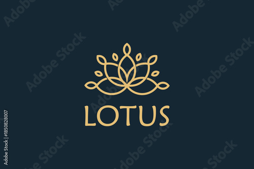 Monoline Golden Lotus Flower Symbol for Yoga, Wellness, and Luxury Brands