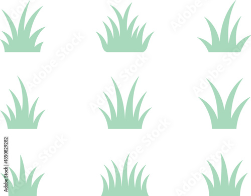 Green grass icons set collection, flat vector plant silhouettes for nature landscape garden design and eco environment concepts
