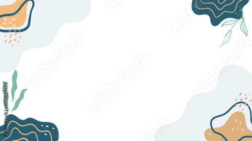 Blue Yellow Cute Abstract Organic Minimalist Zoom Virtual Background