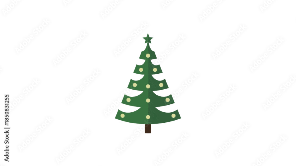Fototapeta premium A Simple Decorated Christmas Tree With Star At The Top