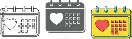 Calendar with heart isolated on white background a symbol of love, a reminder of important dates, and a tool for planning and organizing your life events