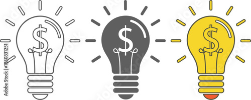 Light bulb with dollar sign isolated on white background, symbolizing a bright idea for making money, financial success, and investment opportunities