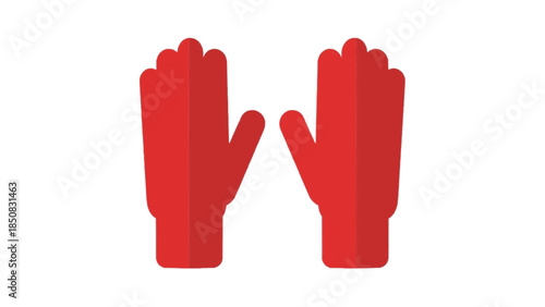 A pair of red gloves shown with a shadow