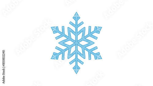 A detailed snowflake in a unique six-sided crystalline structure