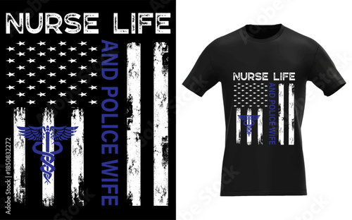 Nurse Life And Police Wife Vintage flag American