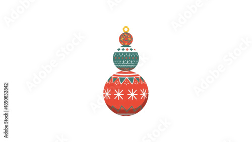 Festive christmas baubles design decoration with ornaments on an isolated background.