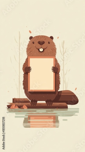 A cartoon bear holding a blank piece of paper