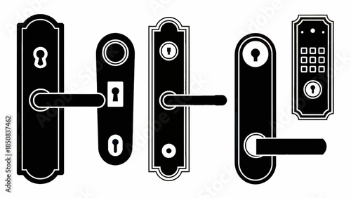 Set of Door Locks and Handles for Home Security