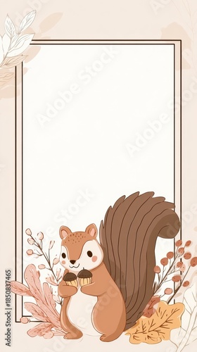 A cute squirrel holding a cupcake in its mouth