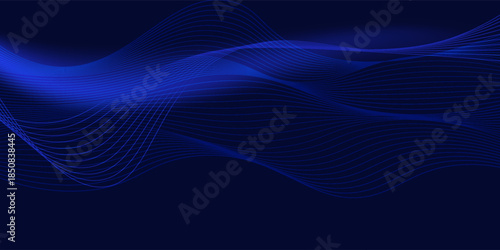 Blue abstract background with wavy lines. Vector illustration for your design