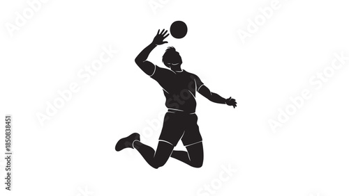Dynamic volleyball player jumping and hitting the ball in the air