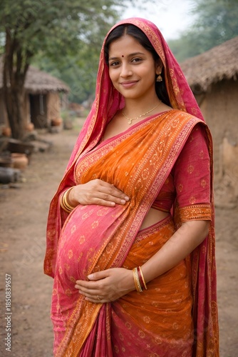 Pregnant indian woman in traditional clothing