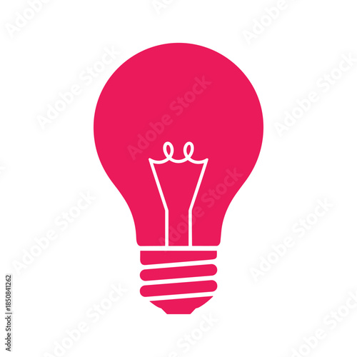 Pink lightbulb icon with white filament