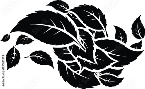 Silhouette of leaves forming a decorative swirl