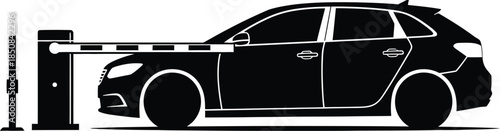 Silhouette of a car passing through a barrier gate