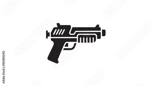 Silhouette of a modern firearm icon isolated on transparent background