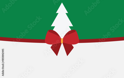 Minimalist Christmas Background with Festive Ribbon and Tree Silhouette Design