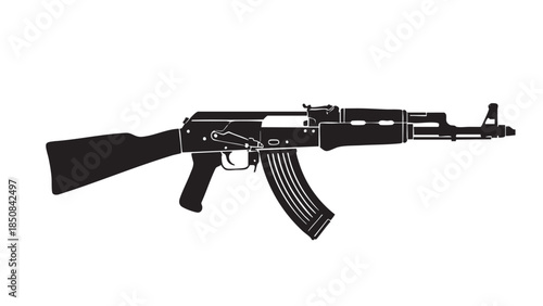Silhouette of an Assault Rifle on Transparent Background for Military and Weapon Illustration